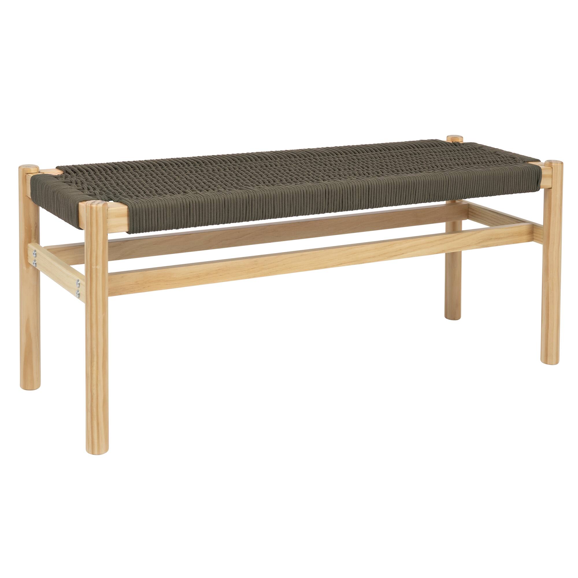 Hello Honey® Fernway 18" Solid Wood and Woven Rope Entryway Bench